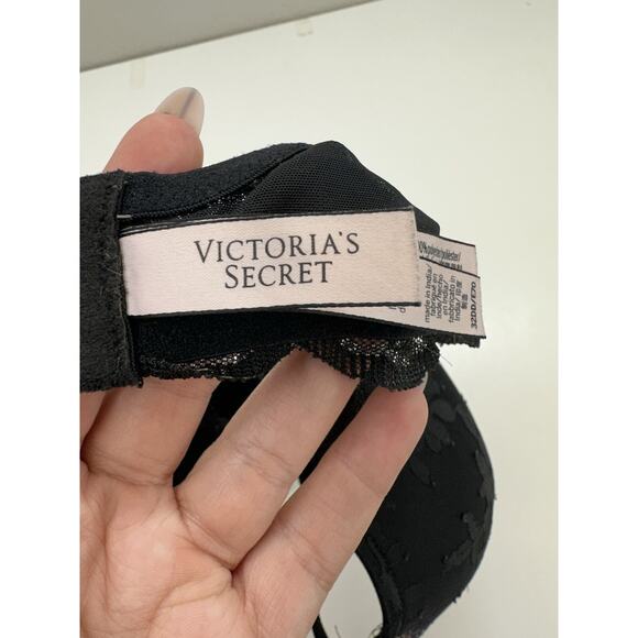 Victorias Secret Womens Bra Size 32DD Dream Angels Lined Demi Black Lace Floral - Picture 4 of 13